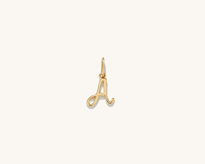 14K Yellow Gold Cursive Letter Charm