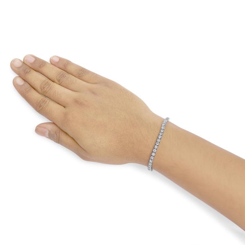 14K White Gold 4-Prong Set Lab Grown Round Diamond Classic Tennis Bracelet