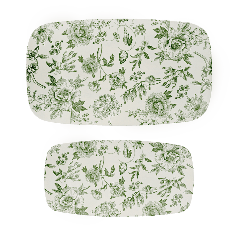 Green Delft Tray Set