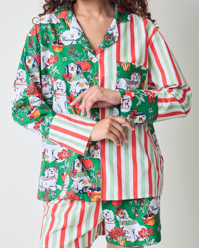 Reese Boxer Set in Good Dog Christmas, Evergreen