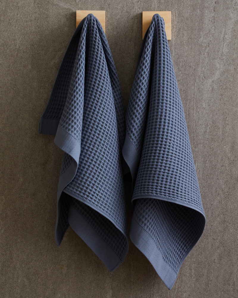 Organic Turkish Cotton Waffle Hand Towels, Set of 2
