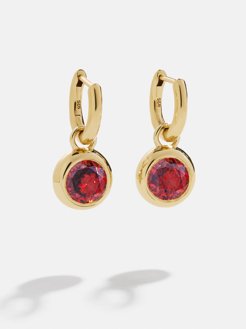 18K Gold Birthstone Drop Earrings