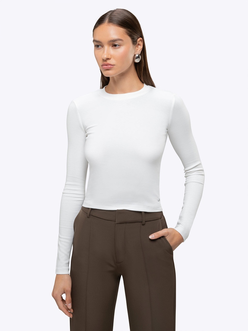 Women's Long Sleeve Tomboy Tee, White