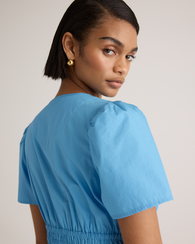 100% Organic Cotton Poplin Tiered Mini Dress