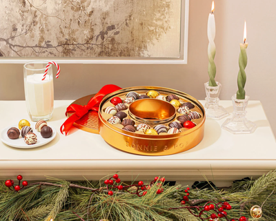 Festive Wreath Tin with Assorted Chocolate Truffles