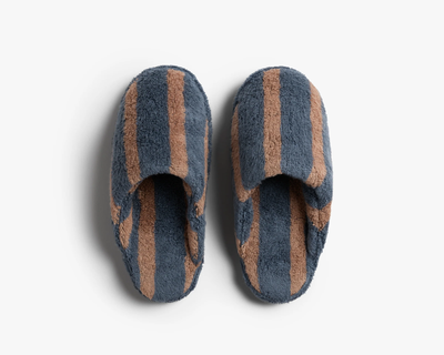 Terry Stripe Slippers, Dusk and Bone