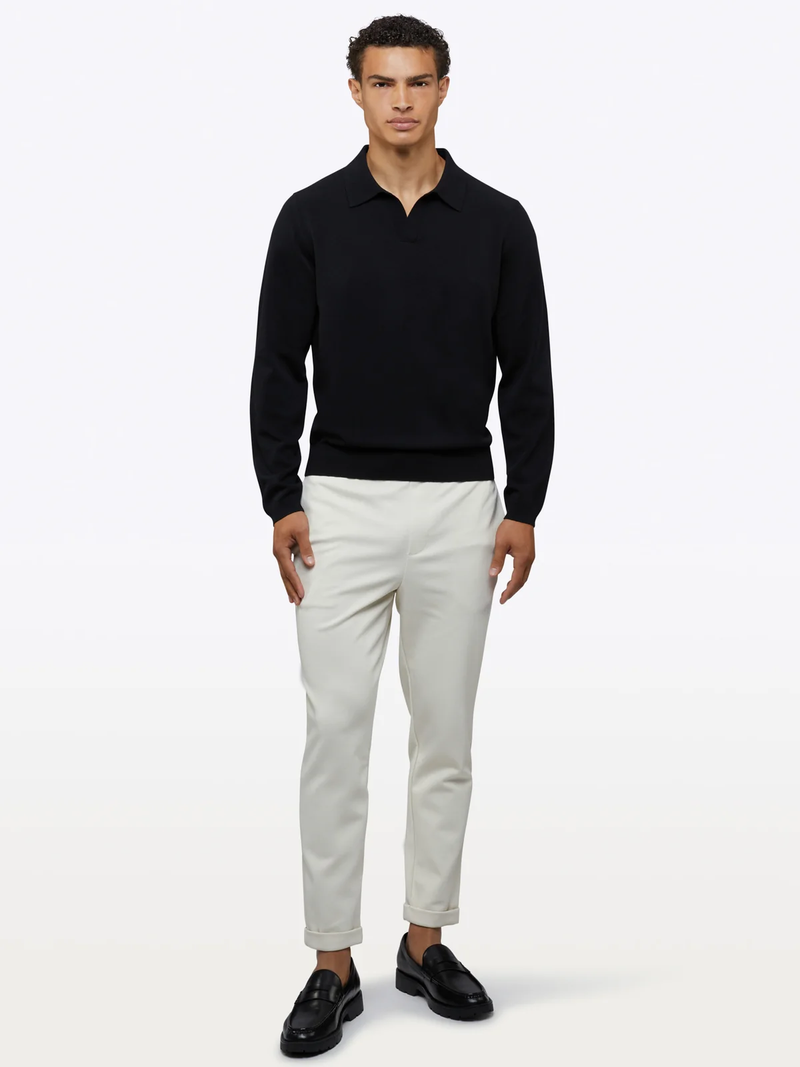 Men's Riviera Knit Long Sleeve Polo, Black