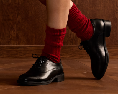 Women's Merino Wool Cashmere Blend Rib Calf Socks