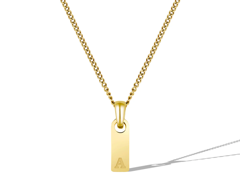 14K Gold Initial Tag Necklace