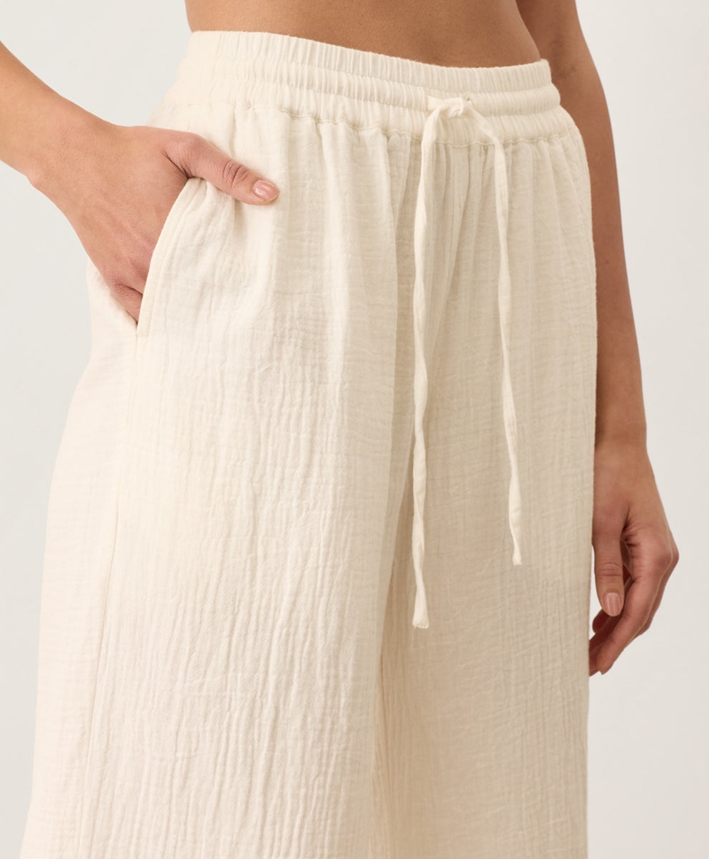 Women's Organic Coastal Double Gauze Split Hem Pant, Cream