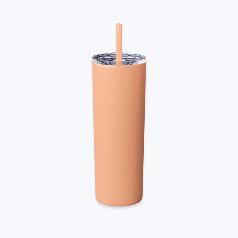 Skinny Tumbler with Straw in Glossy Finish, 20oz