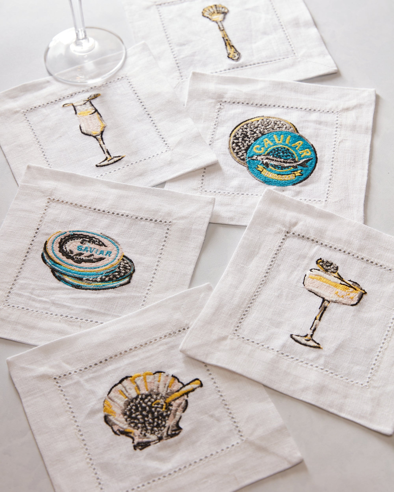 Set of 6 Linen Cocktail Napkins
