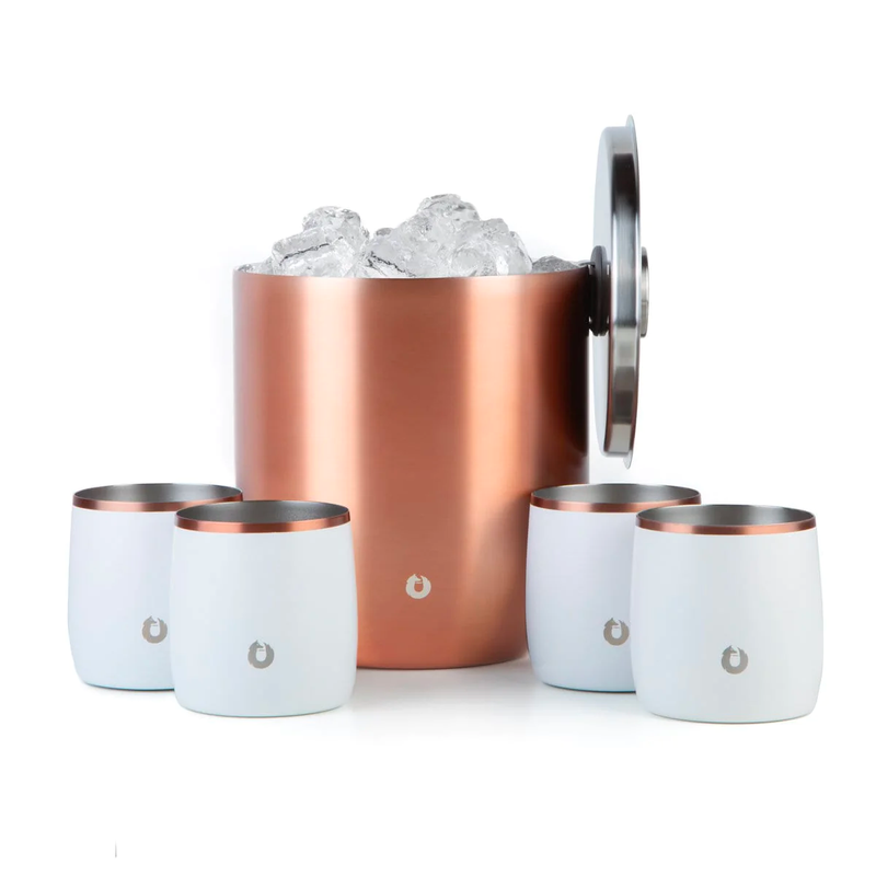 Ice Bucket and Rocks Glasses Barware Set