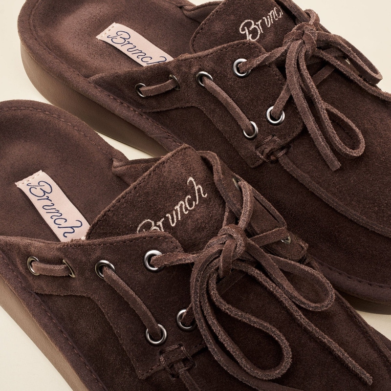 Boat Mule, Dark Brown Suede
