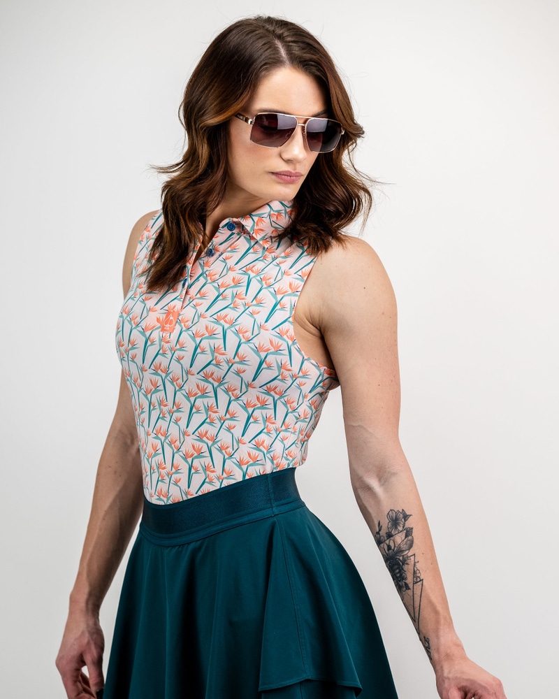 Bird of Paradise Women's Sleeveless Performance Golf Polo