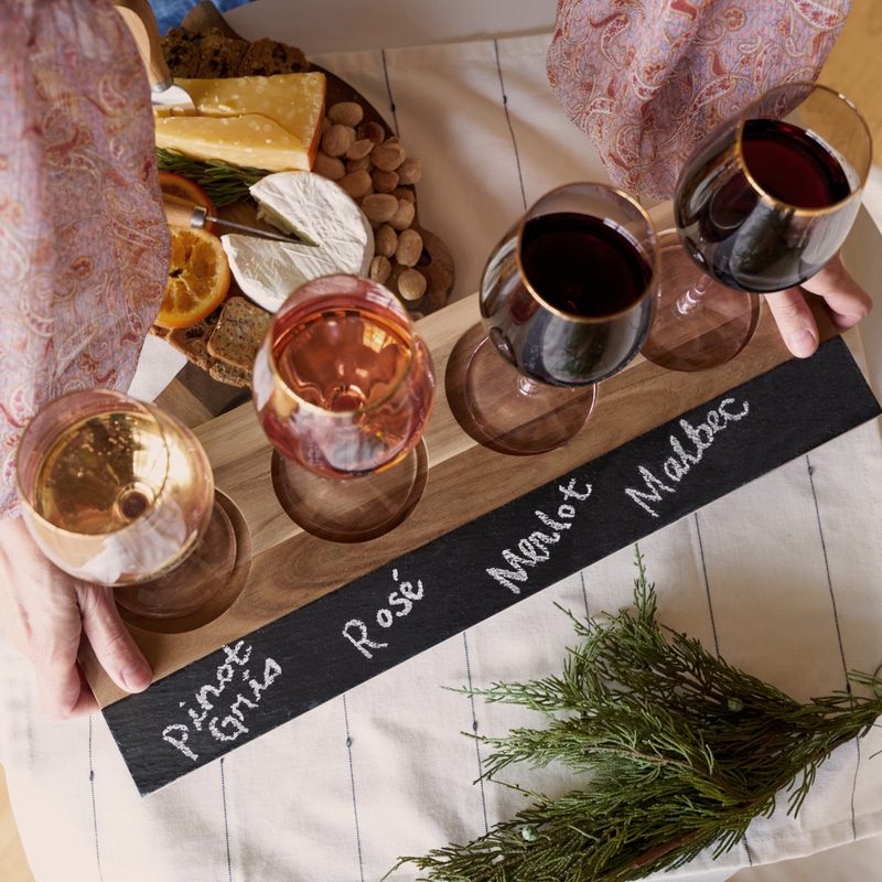 Twine Acacia Wood Wine Flight Board Goody