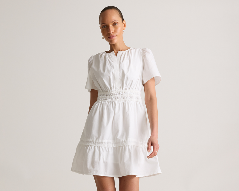 100% Organic Cotton Poplin Tiered Mini Dress