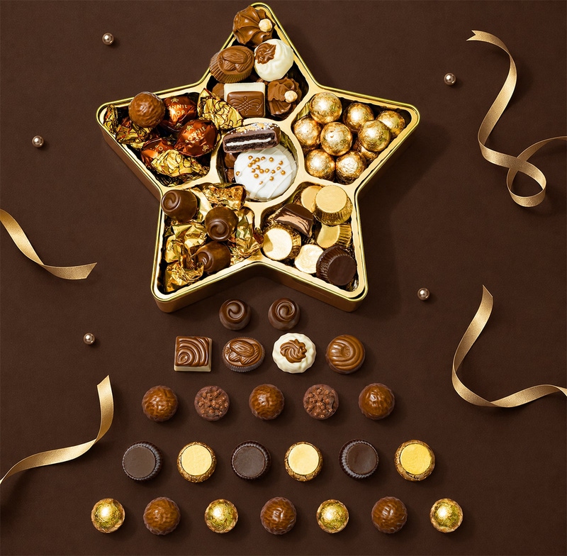 Christmas Chocolate Bon Bons Star Tin