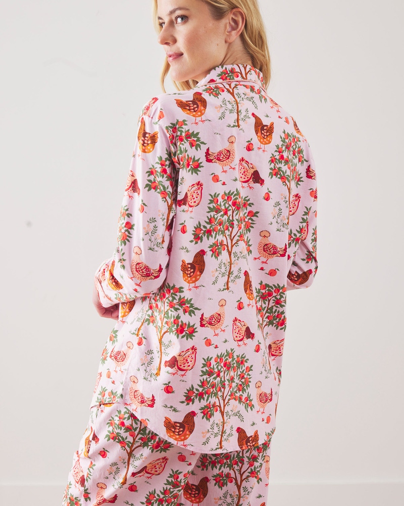 Long PJ Set in Hen House, Ballet Pink