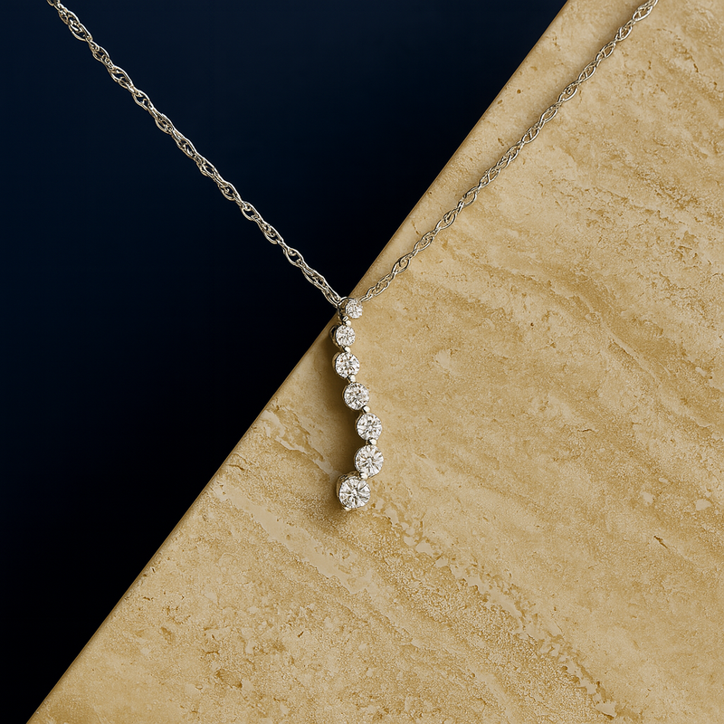 Sterling Silver Lab Grown Diamond Journey Pendant Necklace