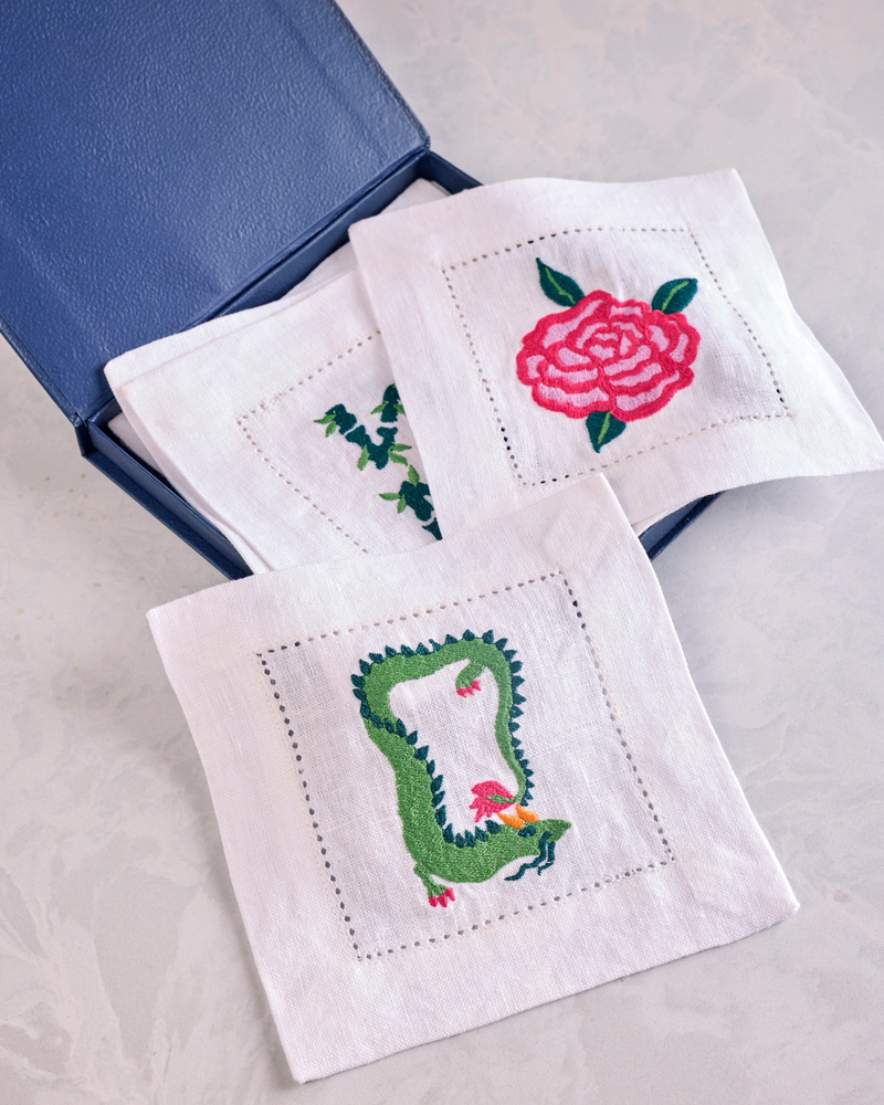 Set of 6 Linen Cocktail Napkins
