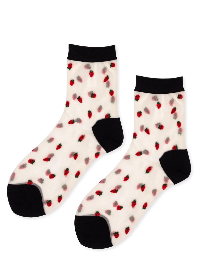 Women's Baby Strawberry Sheer Short Crew Sock