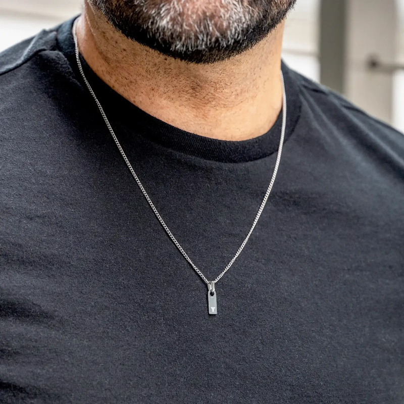 Silver Initial Tag Necklace