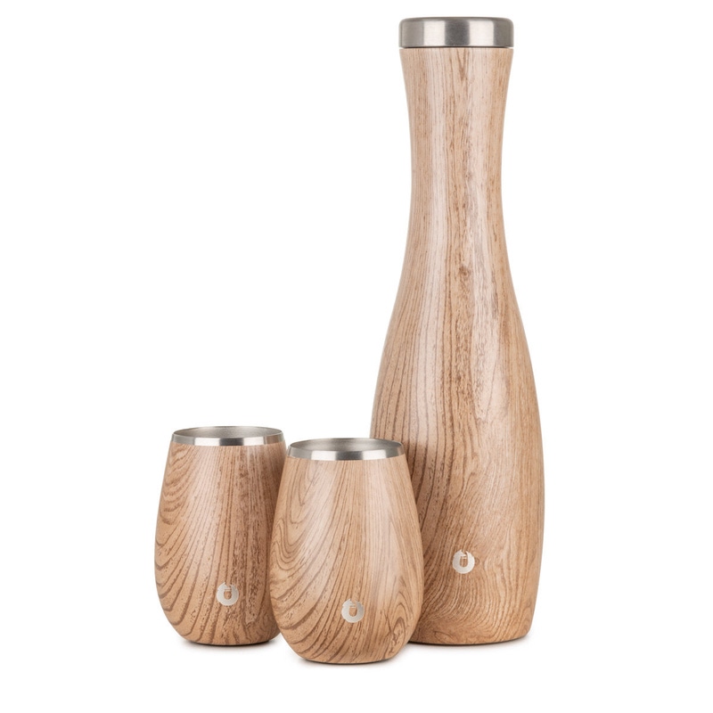 Stainless Steel Carafe and Wine Glass Set