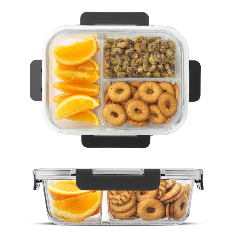 3-Section Meal Prep Storage Containers, Set of 5