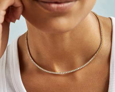 Bennett 18K Gold Adjustable Tennis Necklace
