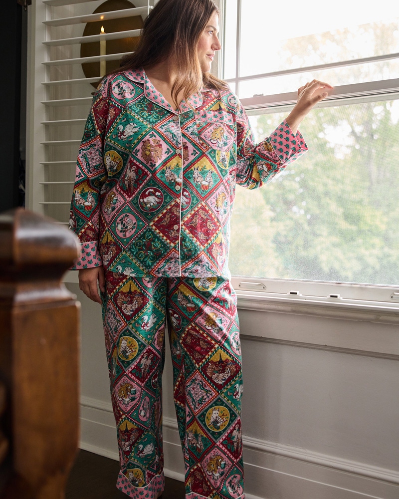 Long PJ Set in 12 Days of Christmas, Vintage Holiday