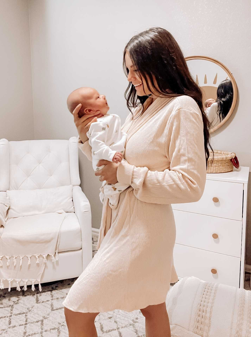 Ribbed Knit Maternity Robe