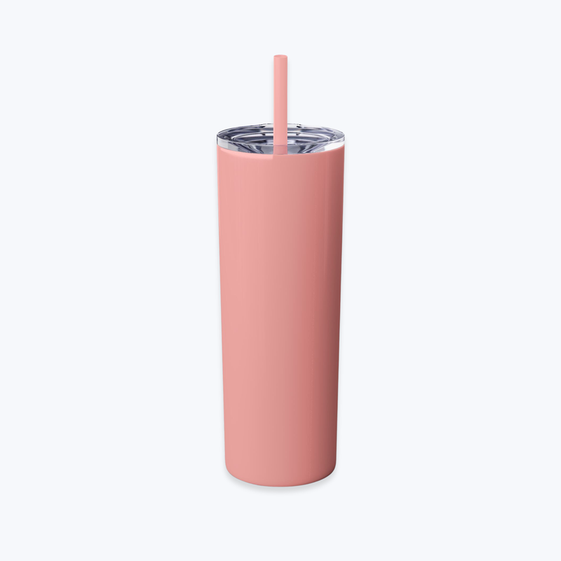 Skinny Tumbler with Straw in Glossy Finish, 20oz
