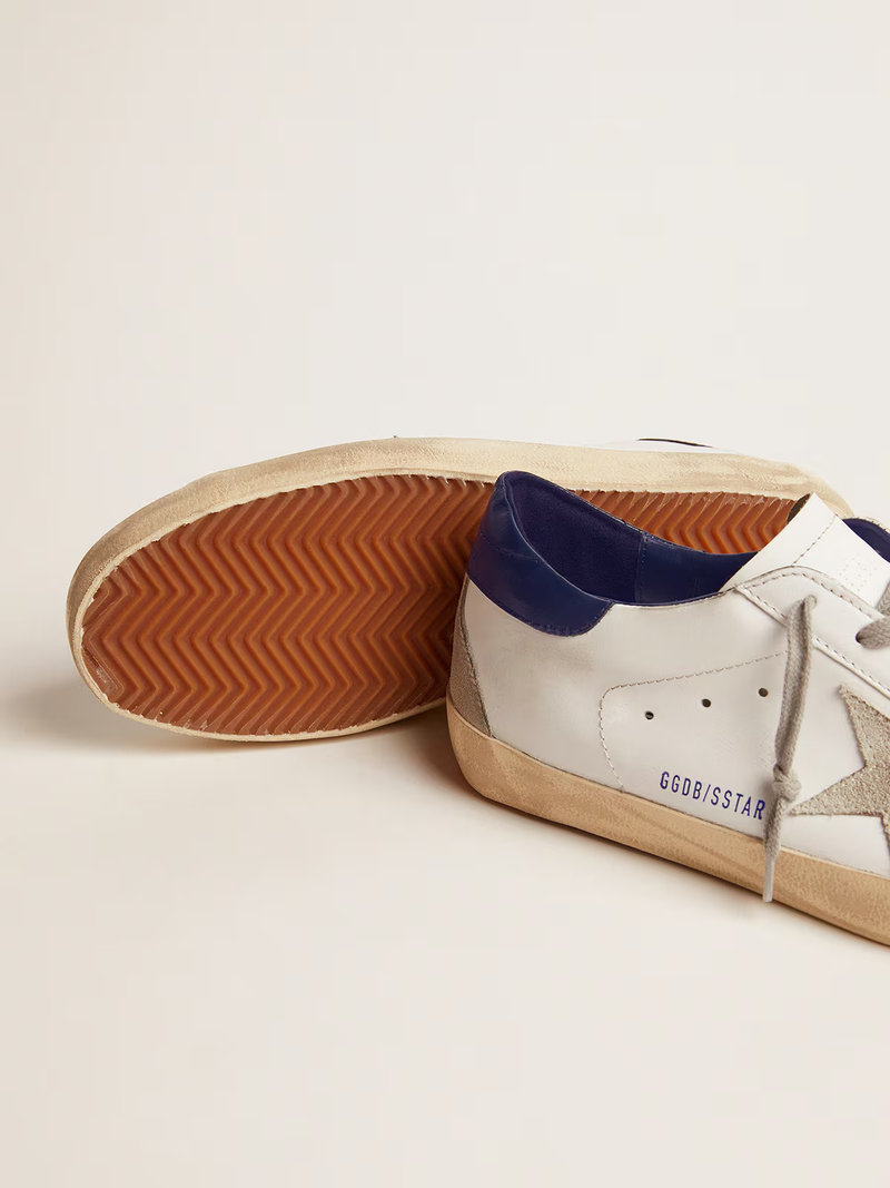 Women's Super-Star Sneakers with Suede Star and Blue Heel Tab