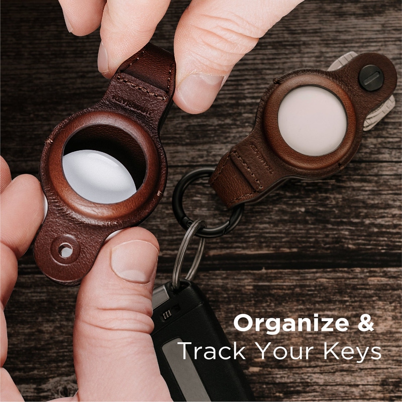 KeySmart AirTag Keyring, Genuine Leather