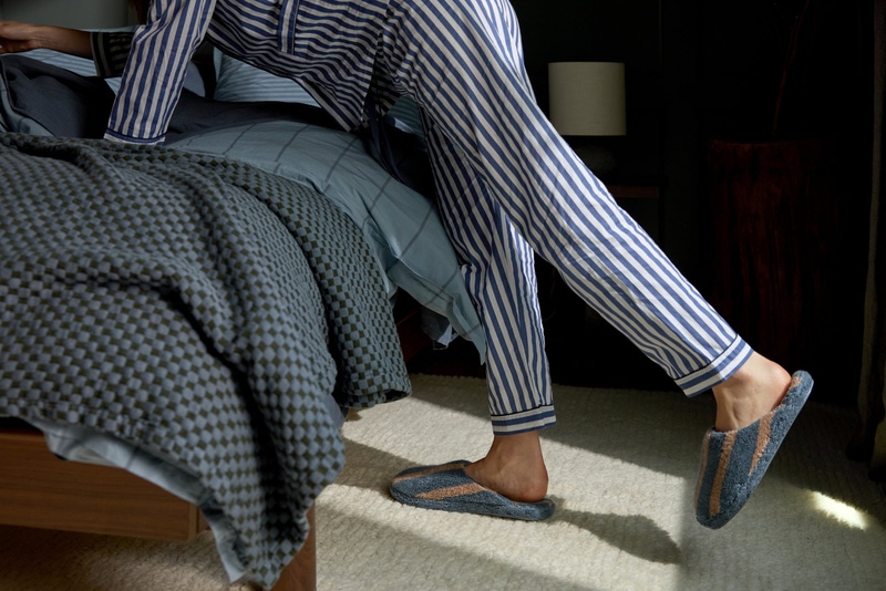 Terry Stripe Slippers, Dusk and Bone