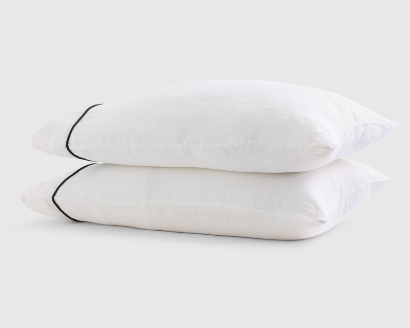 European Linen Piped Pillowcase Set, King