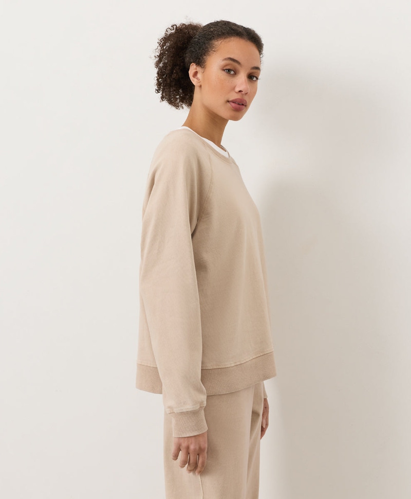 Women's Organic Weekends Relaxed Raglan Sweatshirt, Washed Flagstone
