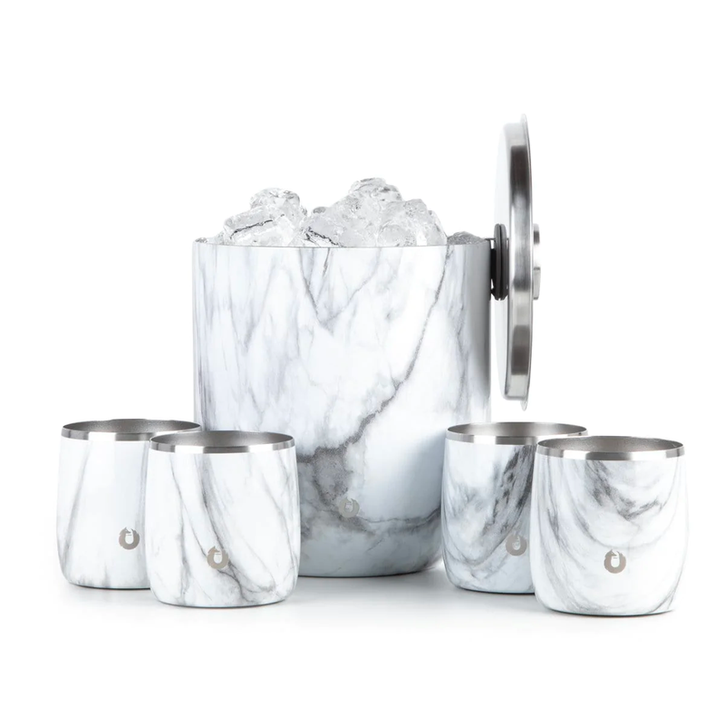 Ice Bucket and Rocks Glasses Barware Set