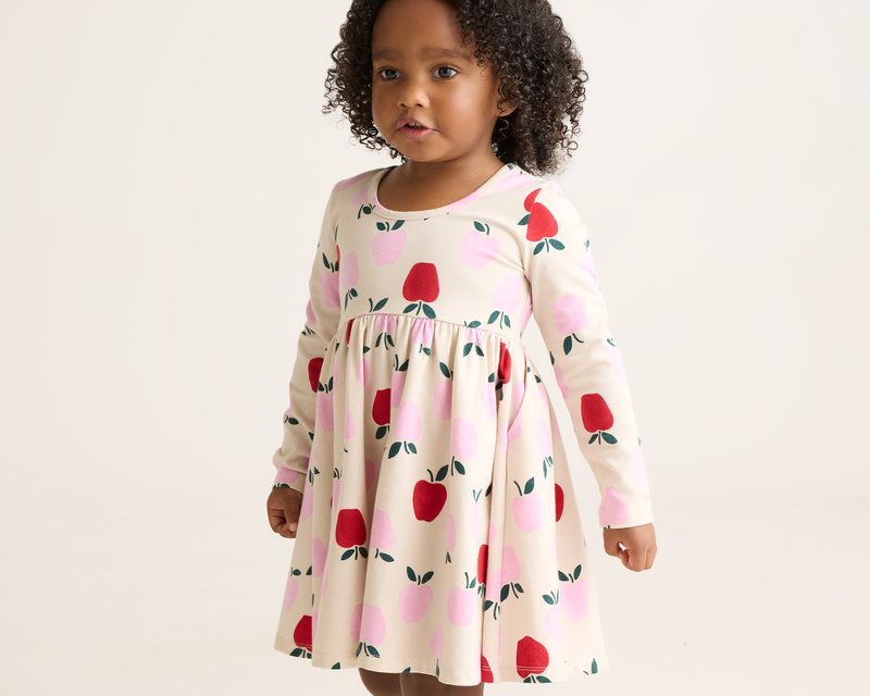 Kids Organic Cotton Long Sleeve Skater Dress