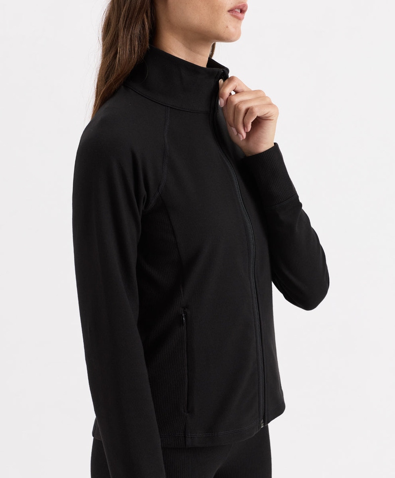 Women's Organic On The Go-To Slim Zip Up Jacket, Black