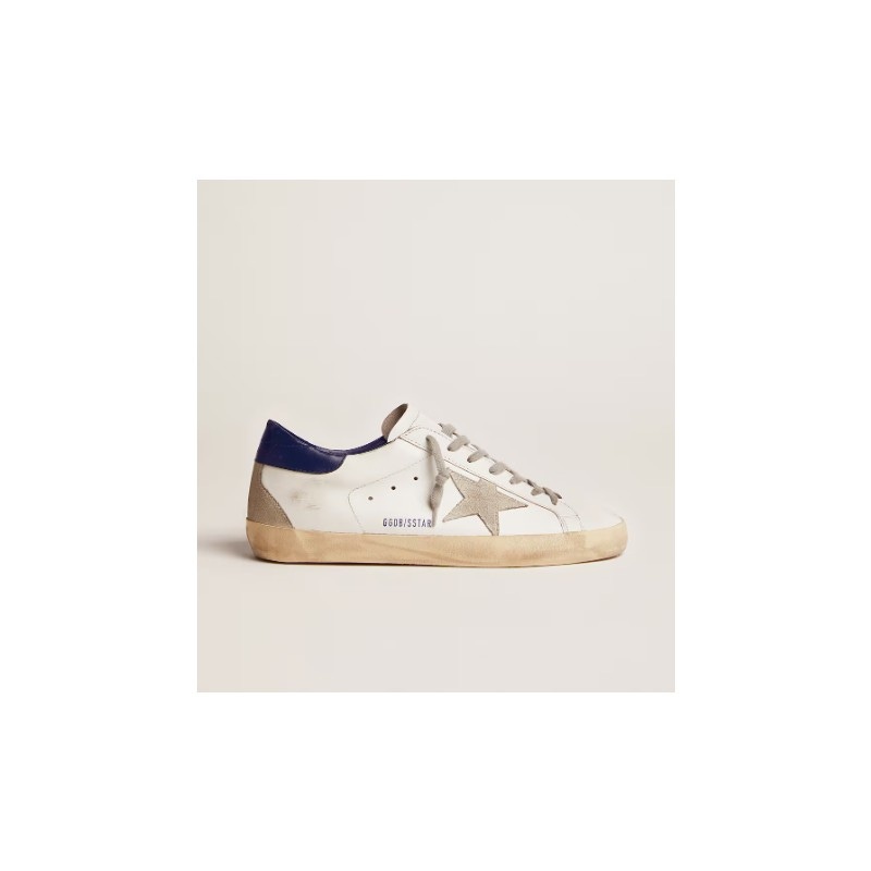 Women's Super-Star Sneakers with Suede Star and Blue Heel Tab | Size 38