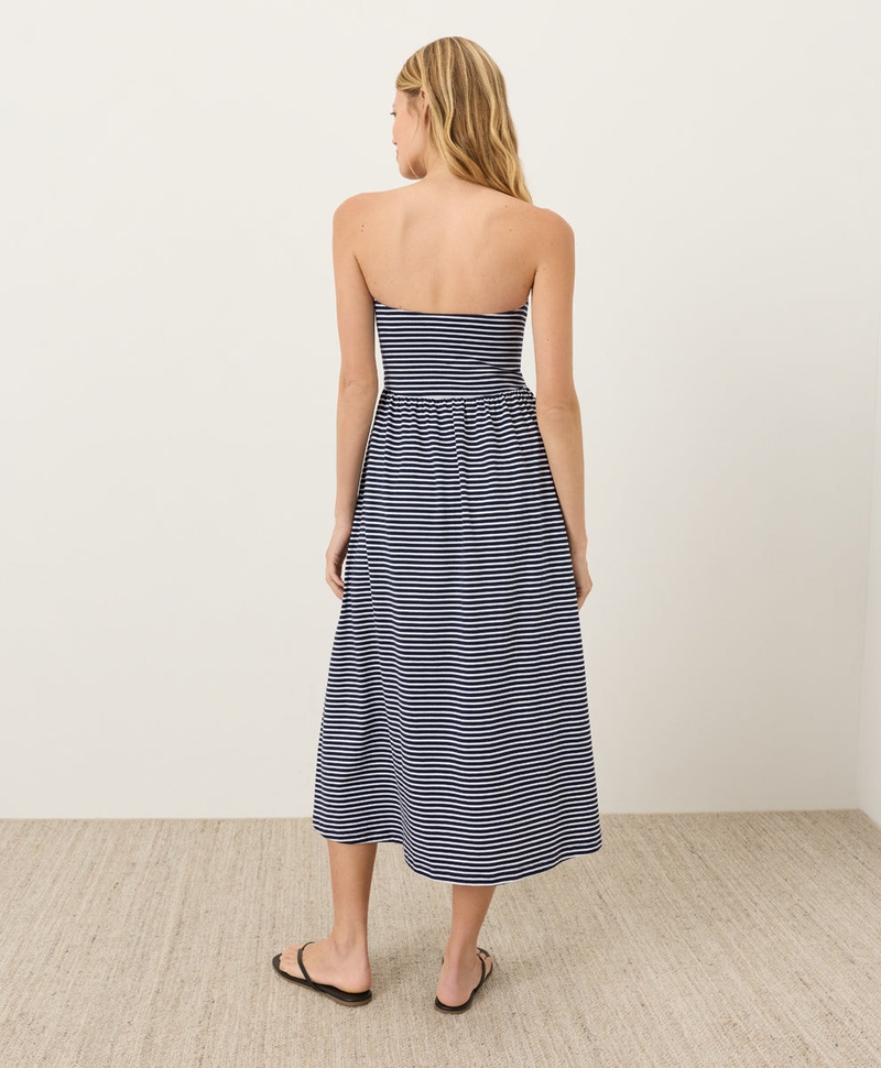 Women's Organic Fit & Flare Strapless Dress, Hudson Stripe