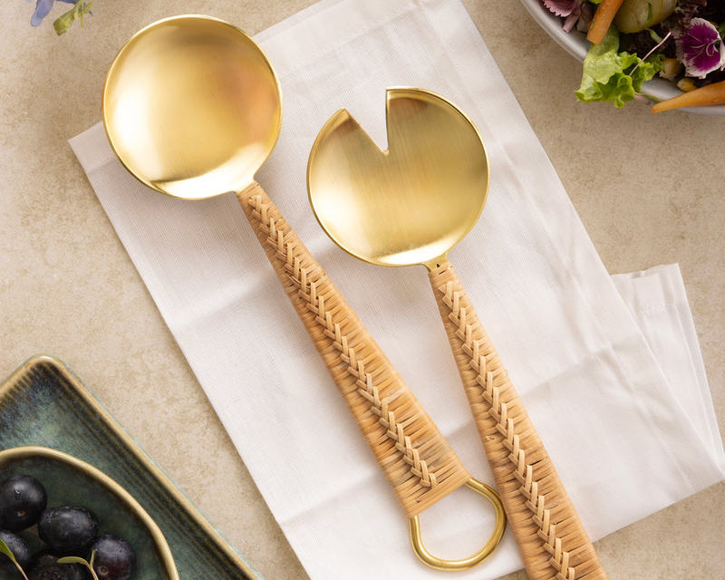 Helsinki Rattan Salad Servers