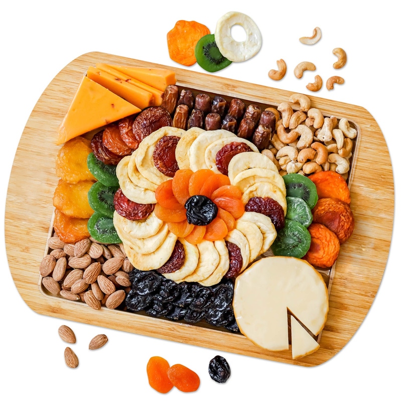 Cheese, Fruit & Nut Gift Basket in Wooden Tray