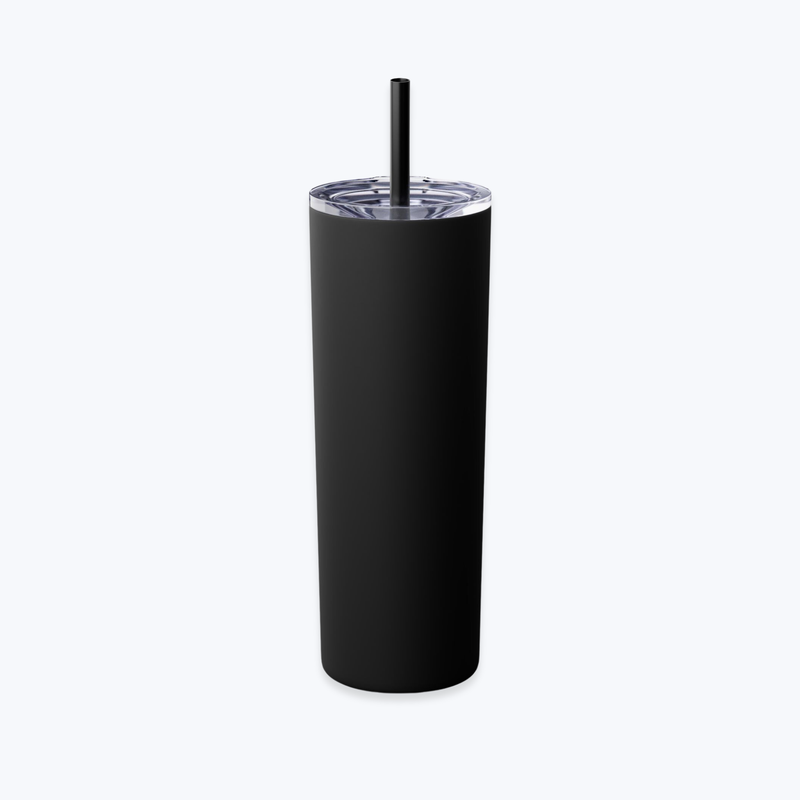Skinny Tumbler with Straw in Glossy Finish, 20oz