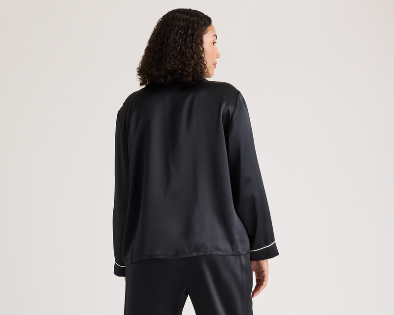 100% Washable Silk Satin Pajama Long Sleeve Top