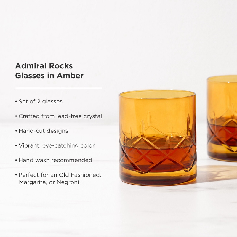 Admiral Colorful Crystal Rocks Glasses, Set of 2