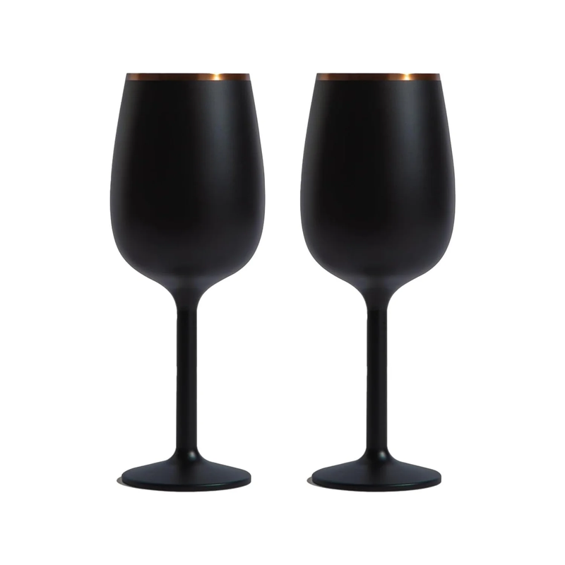 Stainless Steel Stemmed Wine Glass, Set of 2