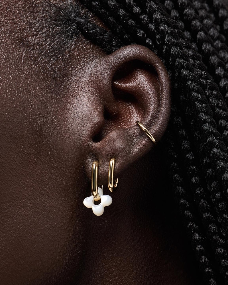 Cassia Hoops Mother of Pearl Flower Earrings
